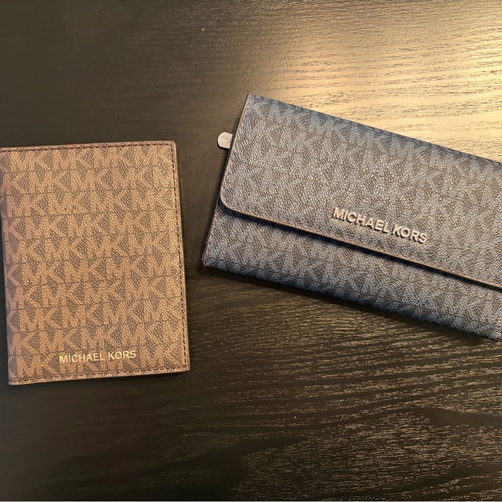Michael Kors  Blue Wallet and Brown Passport Holder